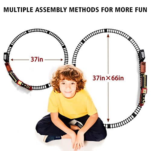 Hot Bee Train Set - Electric Train Toy for Boys Girls w/ Smokes, Lights & Sound, Railway Kits w/ Steam Locomotive Engine, Cargo Cars & Tracks, Christmas Gifts for 3 4 5 6 7 8+ year old Kids Hot Bee Train Set - Electric Train Toy for Boys Girls w/ Smokes, Lights & Sound, Railway Kits w/ Steam Locomotive Engine, Cargo Cars & Tracks, Christmas Gifts for 3 4 5 6 7 8+ year old Kids